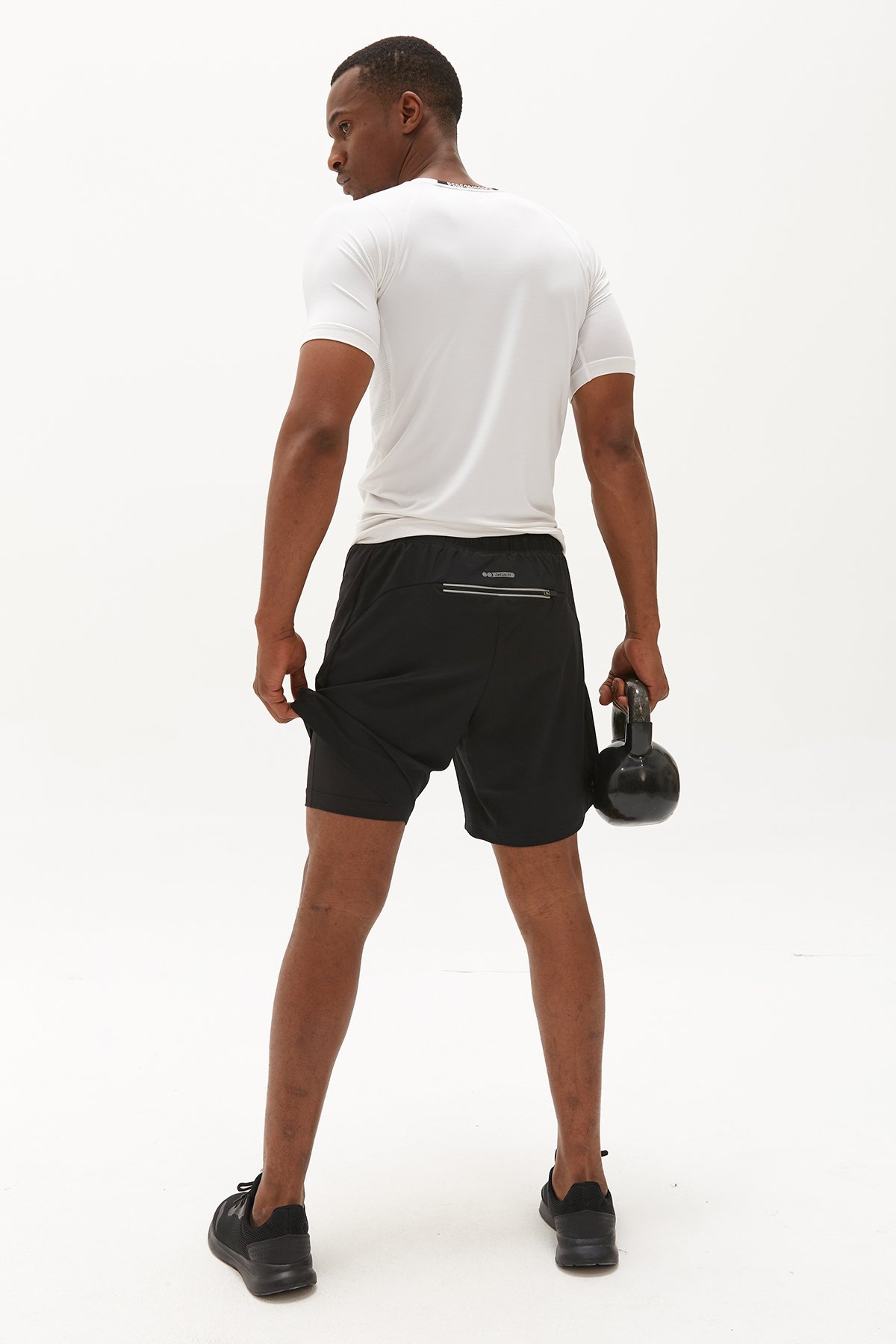 Erkek Siyah Antrenman Training Fitness Sporcu Taytlı Şort 0677