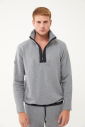 Erkek Koyu Gri Melanj Yarım Fermuarlı Dik Yaka Sweatshirt Takım | 1626 - 14