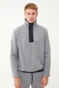 Erkek Koyu Gri Melanj Yarım Fermuarlı Dik Yaka Sweatshirt Takım | 1626 - 13