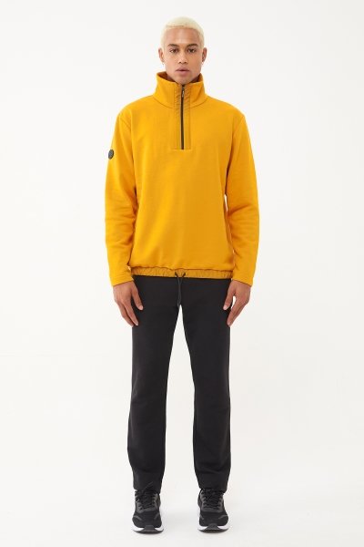 Erkek Koyu Sarı Yarım Fermuarlı Sweatshirt Takım 1626 