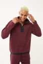 Erkek Koyu Bordo Yarım Fermuarlı Dik Yaka Sweatshirt Takım | 1626 - 11