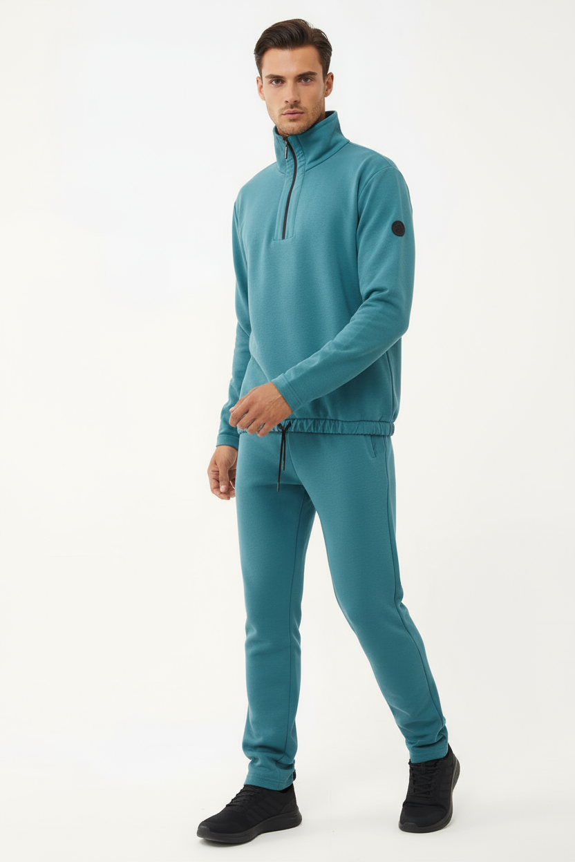 Erkek Alg Yarım Fermuarlı Dik Yaka Sweatshirt Takım | 1626 - BİLCEE (1)