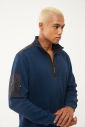 Erkek Petrol Yarım Fermuarlı Yumuşak Dokulu Sweatshirt | 1550 - 4