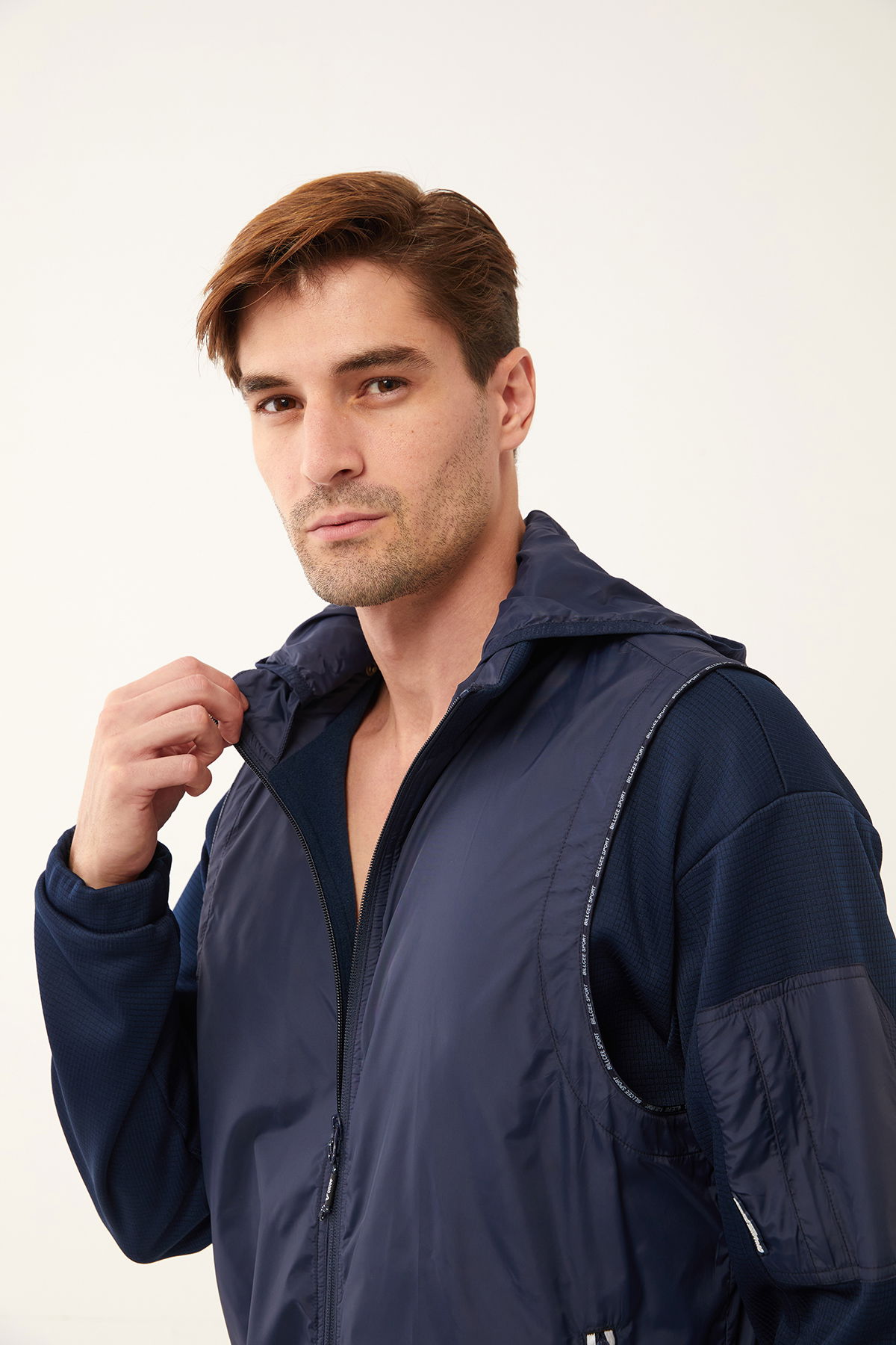 Erkek Lacivert Yelekli Dik Yaka Fashion Eşofman Takımı | 1521 - BİLCEE (1)