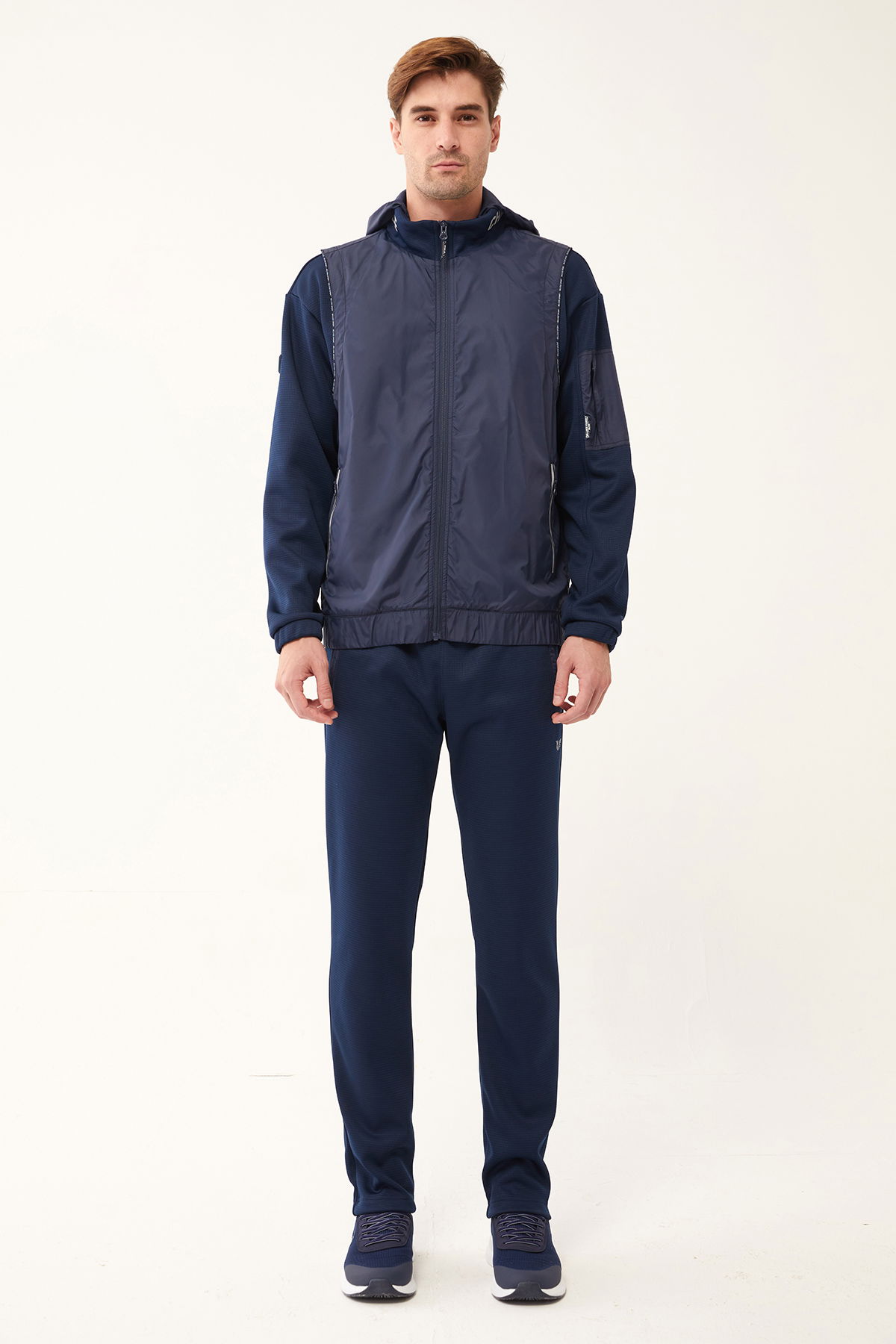 Erkek Lacivert Yelekli Dik Yaka Fashion Eşofman Takımı | 1521 - BİLCEE