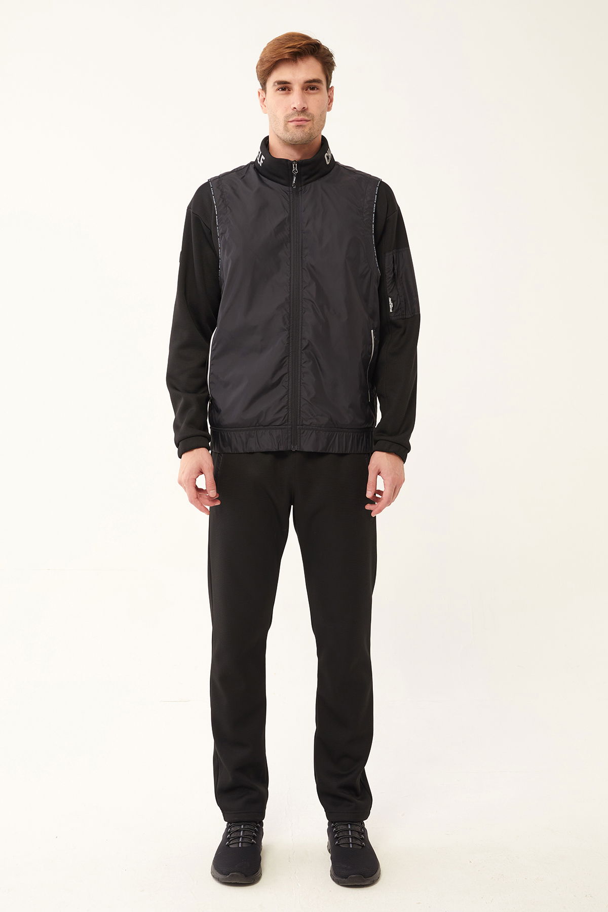 Erkek Siyah Yelekli Dik Yaka Fashion Eşofman Takımı | 1521 - BİLCEE