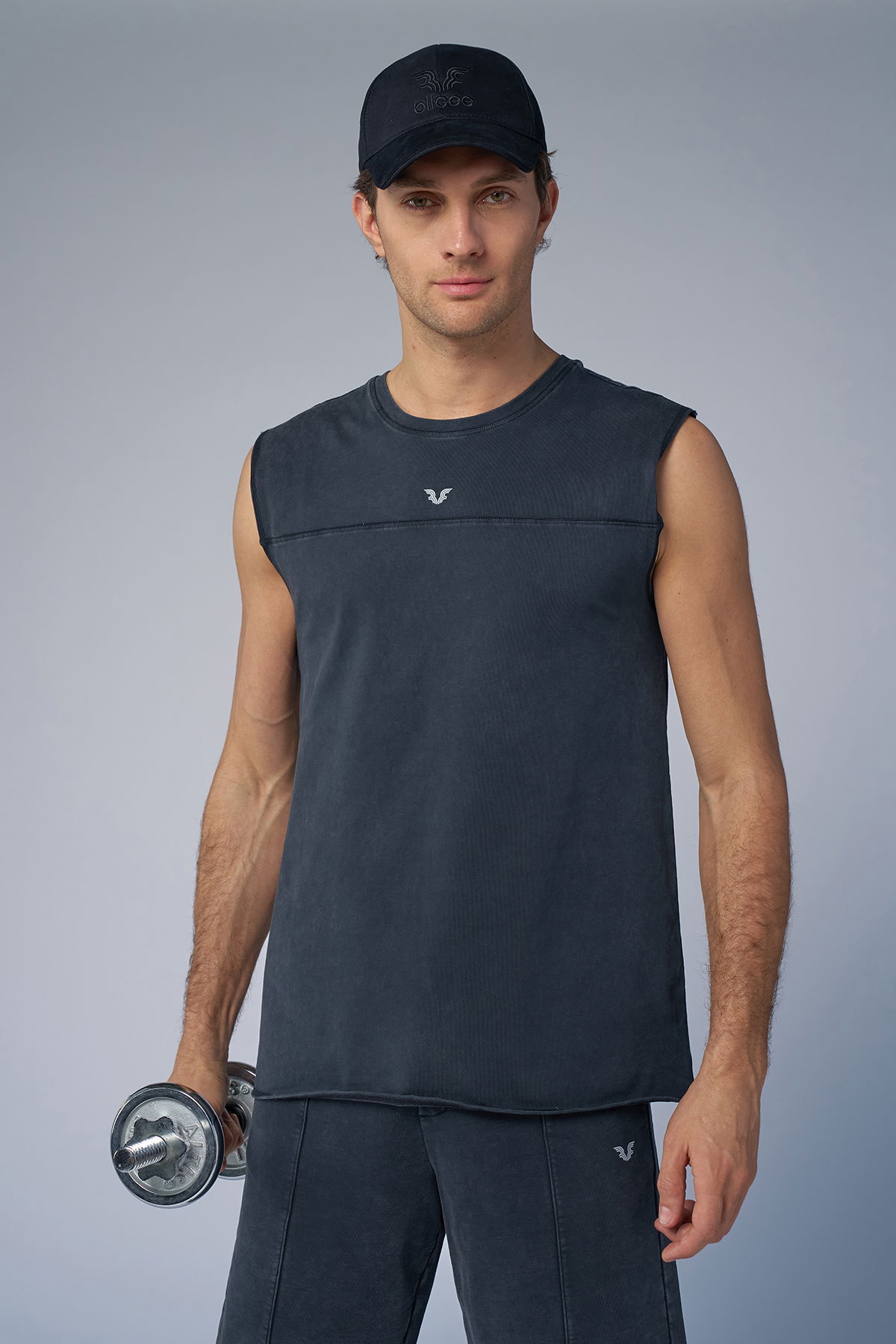 Erkek Antrasit Yıkamalı Washed Atlet | 3915 - BİLCEE