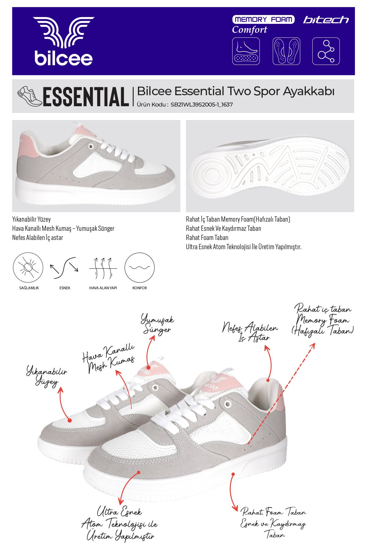 Beyaz Essential Two Kadın Spor Ayakkabı 2005 - 10