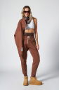 Kadın Kahverengi 3 İplik Şardonlu Lastik Paça Fermuarlı Eşofman Takım | 1595 - 5