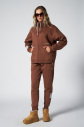 Kadın Kahverengi 3 İplik Şardonlu Lastik Paça Fermuarlı Eşofman Takım | 1595 - 8