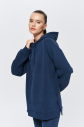 Kadın Carbon 3 İplik Şardonlu Fleece Yumuşak Fırçalı Kapişonlu Uzun Boy Owersize Sweatshirt 9804 - 15
