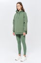 Kadın Yeşil 3 İplik Şardonlu Fleece Yumuşak Fırçalı Kapişonlu Uzun Boy Owersize Sweatshirt 9804 - 3