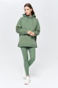Kadın Yeşil 3 İplik Şardonlu Fleece Yumuşak Fırçalı Kapişonlu Uzun Boy Owersize Sweatshirt 9804 - 6
