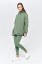Kadın Yeşil 3 İplik Şardonlu Fleece Yumuşak Fırçalı Kapişonlu Uzun Boy Owersize Sweatshirt 9804 - 10