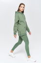 Kadın Yeşil 3 İplik Şardonlu Fleece Yumuşak Fırçalı Kapişonlu Uzun Boy Owersize Sweatshirt 9804 - 11