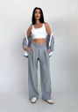 Kadın Açık Gri Desıgn Palazzo Bol Pantolon | 4592 - 1