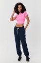 Kadın Neon Pembe Melanj Çizgi Detaylı Athleisure Crop Tişört | 9715 - 8