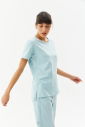 Kadın Mavi Pamuklu Bisiklet Yaka Basıc Kısa Kol Tişört 9242 - 3