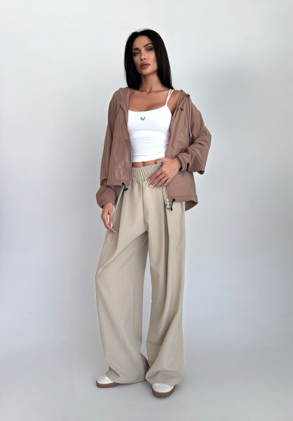 Kadın Bej Desıgn Palazzo Bol Pantolon | 4592 