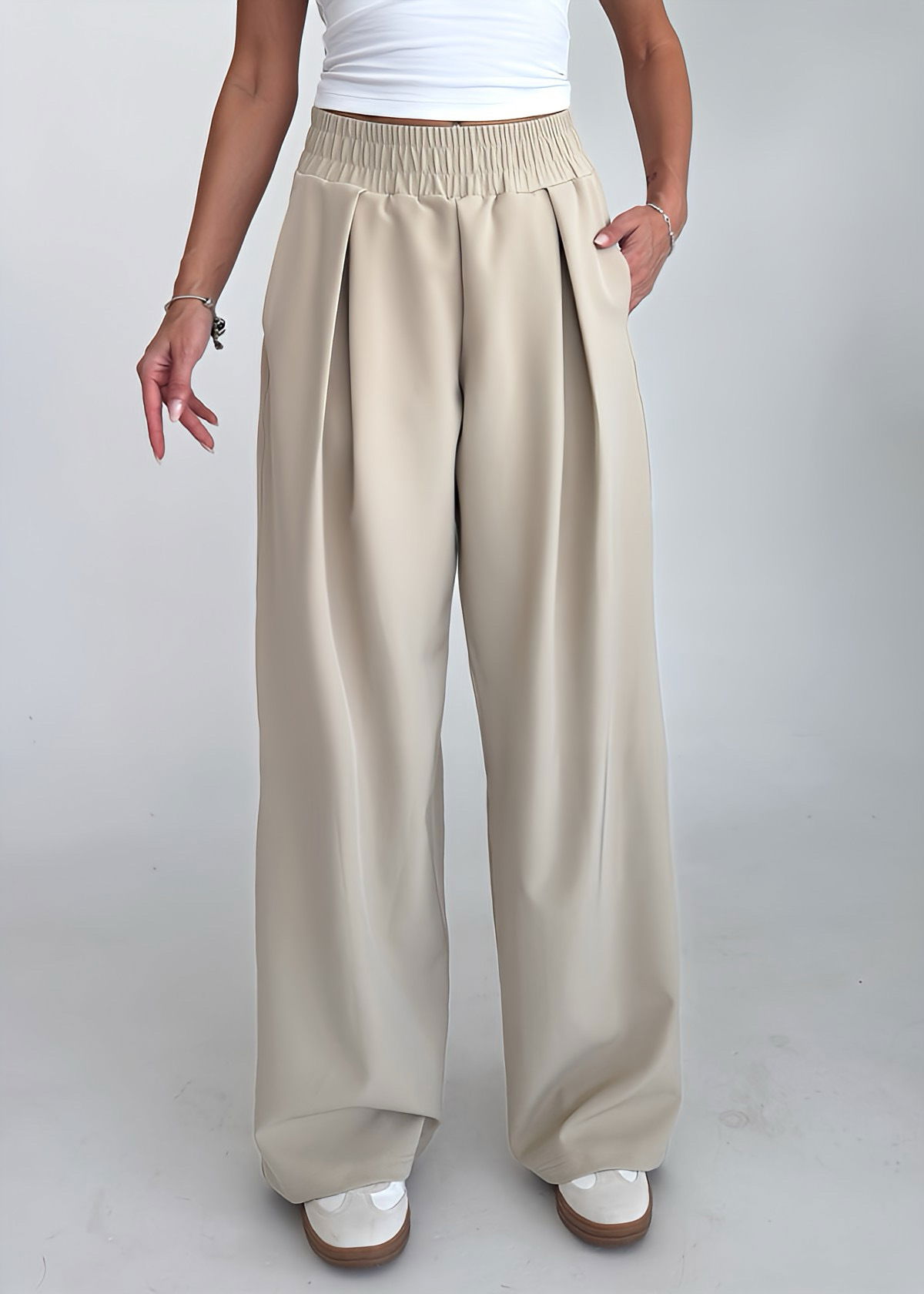 Kadın Bej Desıgn Palazzo Bol Pantolon | 4592 - BİLCEE (1)