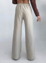 Kadın Bej Yüksek Bel Nervürlü Bol Kumaş Pantolon 4591 - 3