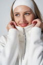Kadın Beyaz Fashion Yarım Fermuarlı Sweatshırt| 4561 - 6