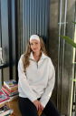 Kadın Beyaz Fashion Yarım Fermuarlı Sweatshırt| 4561 - 1