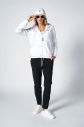 Kadın Beyaz Fashion Yumuşak Dokulu Fırçalı Kapüşonlu Eşofman Takım 4037 - 10