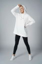  Kadın Beyaz Fırçalı Yumuşak Dokulu Kapişonlu Uzun Boy Owersize Sweatshırt |4785 - 2