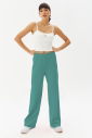 Kadın Yeşil Yüksek Bel Pamuklu Günlük ve Spor Rahat Kalıp Bol Paça Eşofman Altı | 0313 - 4