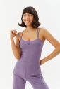 Kadın Mor Pedli İp Askılı Crop Boy Atlet | 0111 - 5
