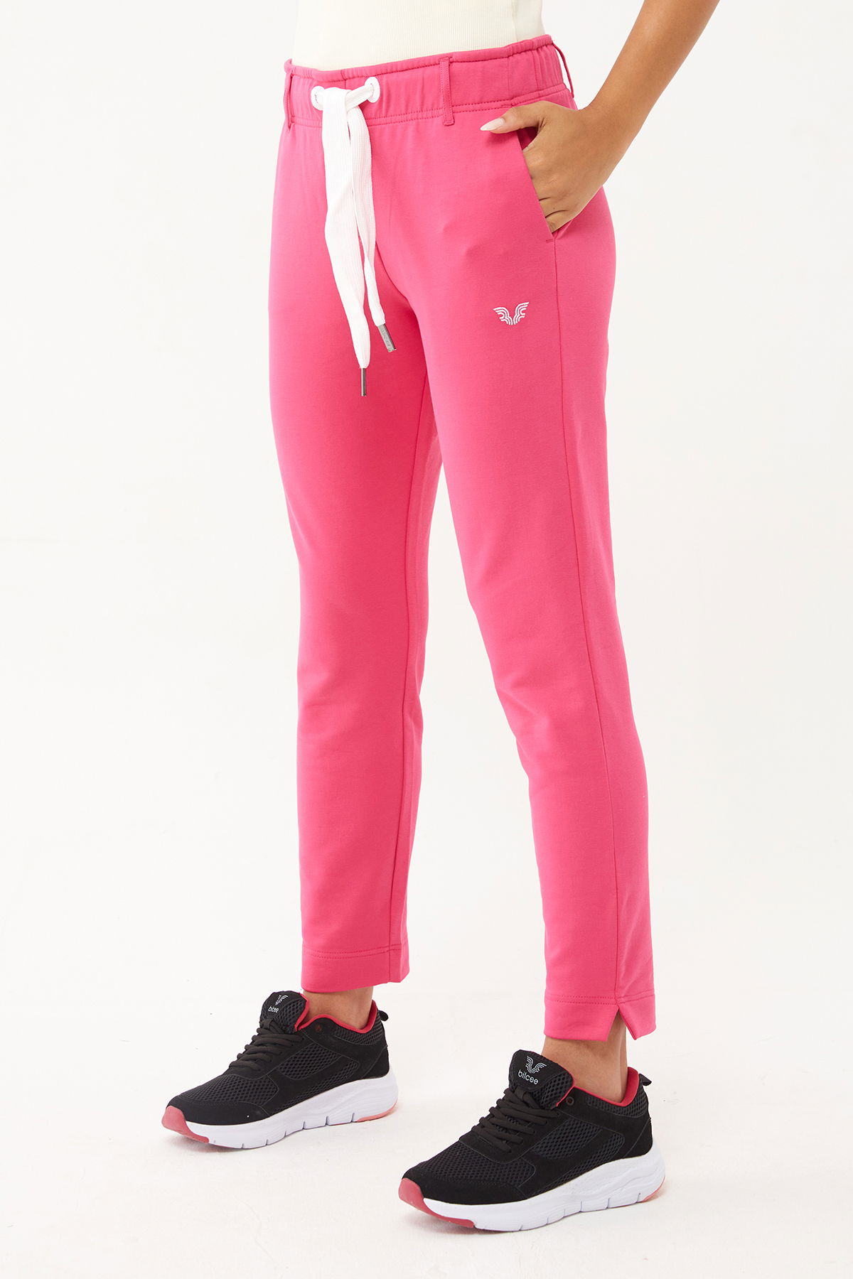 Kadın Fuşya Dar Paça Organik Pamuklu Spor Eşofman Altı | 0667 - BİLCEE (1)