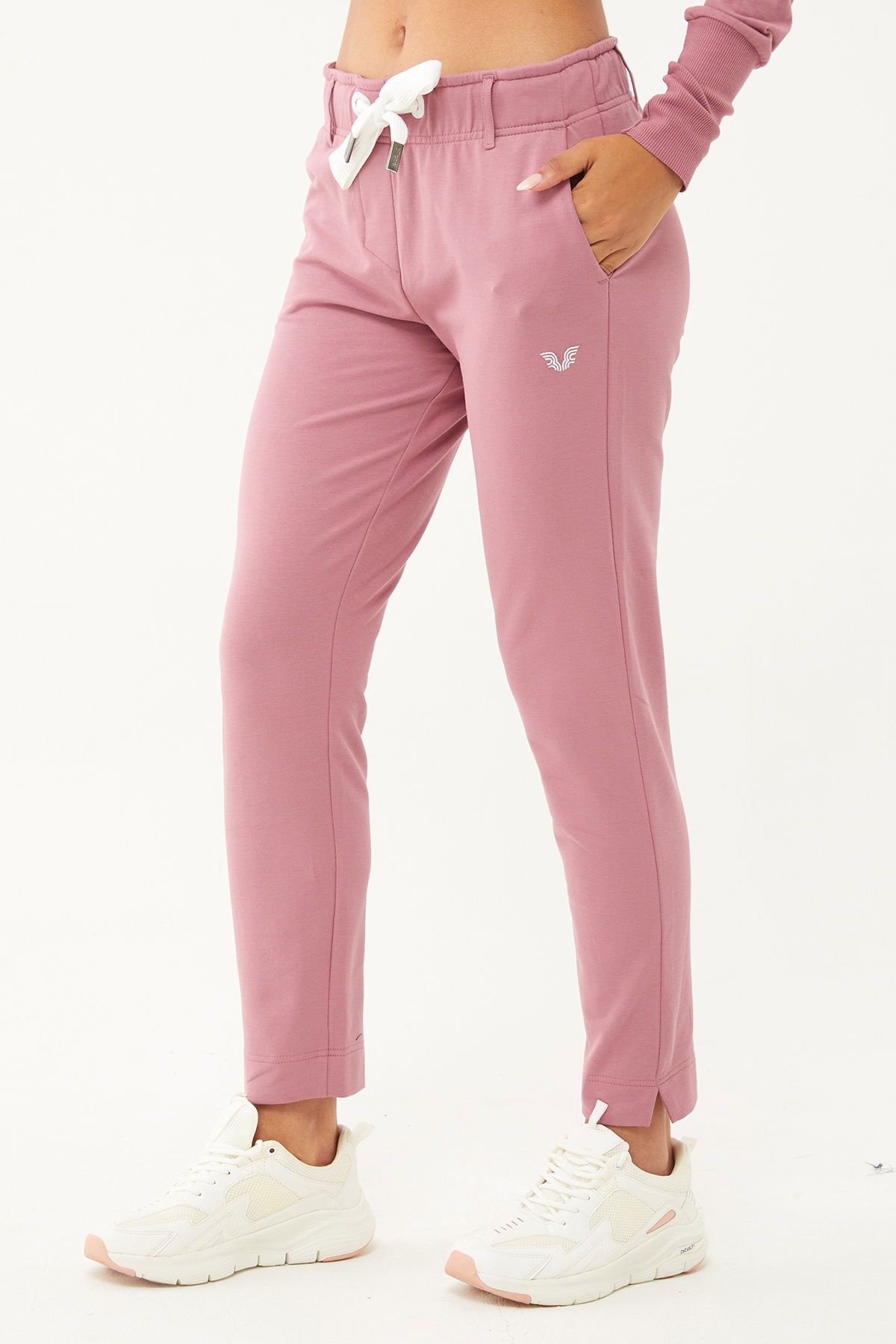 Kadın Pudra Dar Paça Organik Pamuklu Spor Eşofman Altı | 0667 - BİLCEE (1)