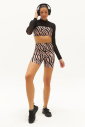 Kadın Bej Zebra Destekli Spor Crop Top Toparlayıcı Bra Sporcu Sütyeni Büstiyer | 0829 - 8