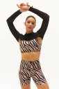 Kadın Bej Zebra Destekli Spor Crop Top Toparlayıcı Bra Sporcu Sütyeni Büstiyer | 0829 - 9