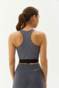 Kadın Gri Bisiklet Yaka Toparlayıcı Destekli Spor ve Günlük Destekli Crop Top Body Bra 9209 - 3