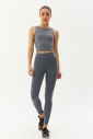 Kadın Gri Bisiklet Yaka Toparlayıcı Destekli Spor ve Günlük Destekli Crop Top Body Bra 9209 - 5