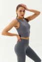 Kadın Gri Bisiklet Yaka Toparlayıcı Destekli Spor ve Günlük Destekli Crop Top Body Bra 9209 - 7