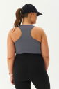 Kadın Gri Bisiklet Yaka Toparlayıcı Destekli Spor ve Günlük Destekli Crop Top Body Bra 9209 - 4