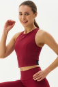 Kadın Kırmızı Bisiklet Yaka Toparlayıcı Destekli Spor ve Günlük Destekli Crop Top Body Bra | 9209 - 5
