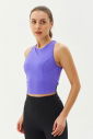 Kadın Mor Bisiklet Yaka Toparlayıcı Destekli Spor ve Günlük Destekli Crop Top Body Bra | 9209 - 7
