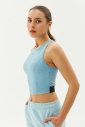 Kadın Mavi Bisiklet Yaka Toparlayıcı Destekli Spor ve Günlük Destekli Crop Top Body Bra | 9209 - 12