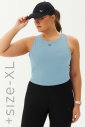 Kadın Mavi Bisiklet Yaka Toparlayıcı Destekli Spor ve Günlük Destekli Crop Top Body Bra | 9209 - 10