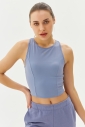 Kadın Mavi Bisiklet Yaka Toparlayıcı Destekli Spor ve Günlük Destekli Crop Top Body Bra | 9209 - 8