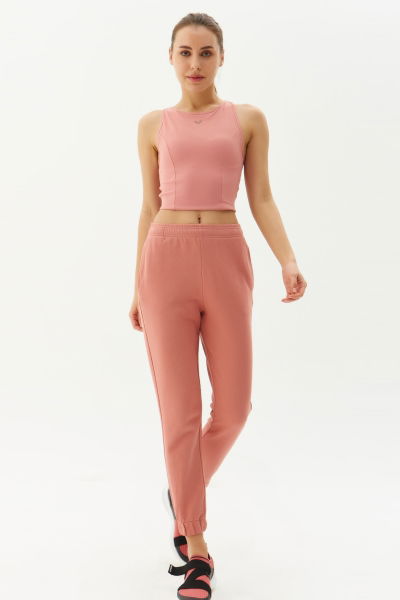 Kadın Pudra Bisiklet Yaka Toparlayıcı Spor ve Günlük Destekli Crop Top Body Bra 9209