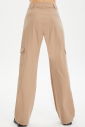 Kadın Bej Dokuma Bol Paça Kargo Cepli Pantolon | 0735 - 5