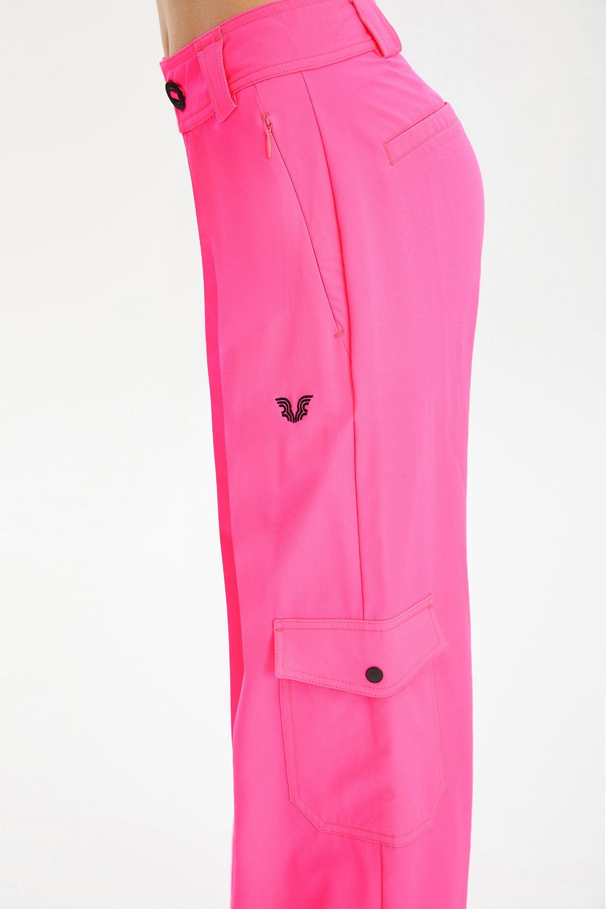 Kadın Pembe Dokuma Bol Paça Kargo Cepli Pantolon | 0735 - BİLCEE (1)