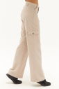 Kadın Krem Dokuma Bol Paça Kargo Cepli Pantolon 0735 - 2