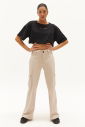 Kadın Krem Dokuma Bol Paça Kargo Cepli Pantolon 0735 - 8