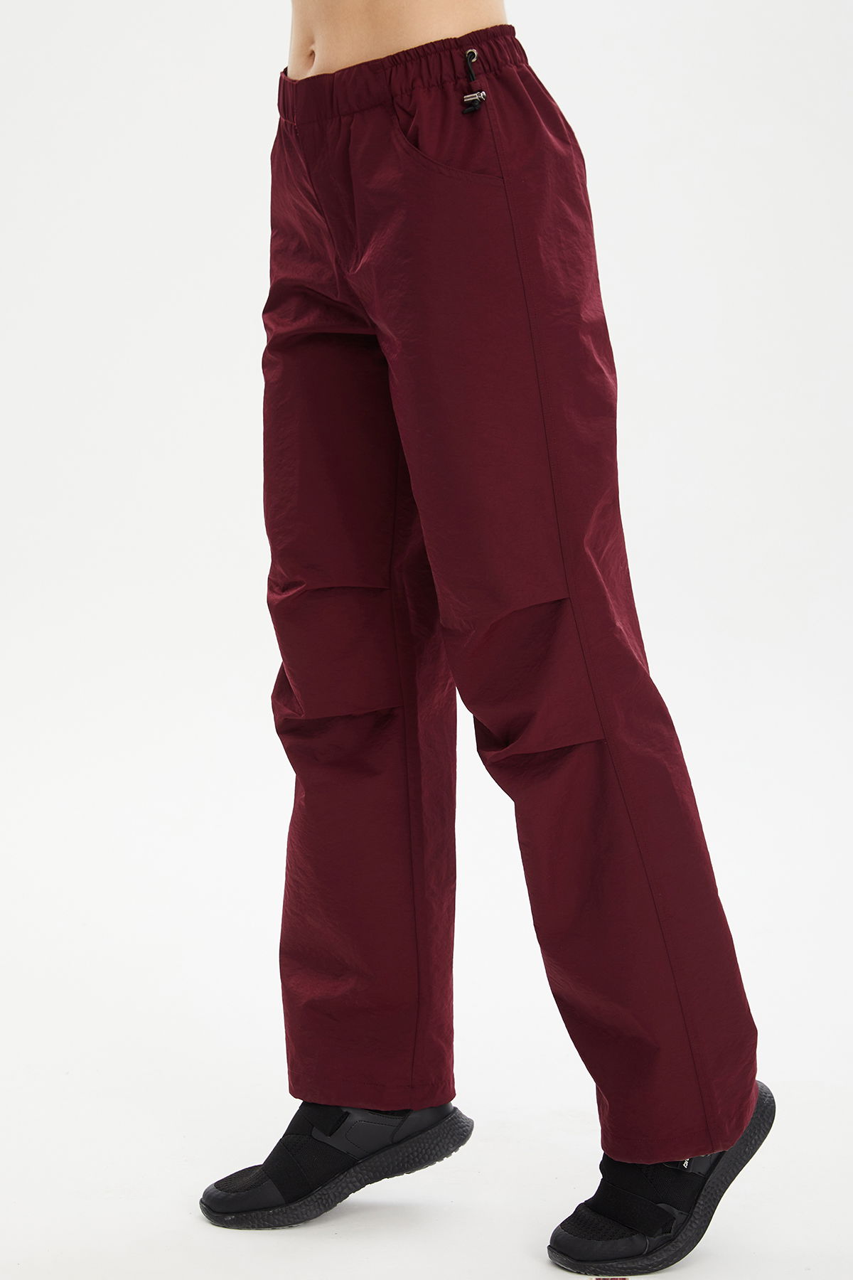 Kadın Bordo Dokuma Paraşüt Kargo Cepli Bol Paça Pantolon 0831 - BİLCEE (1)
